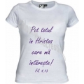 Tricou alb inscrptie mov Pot totul...